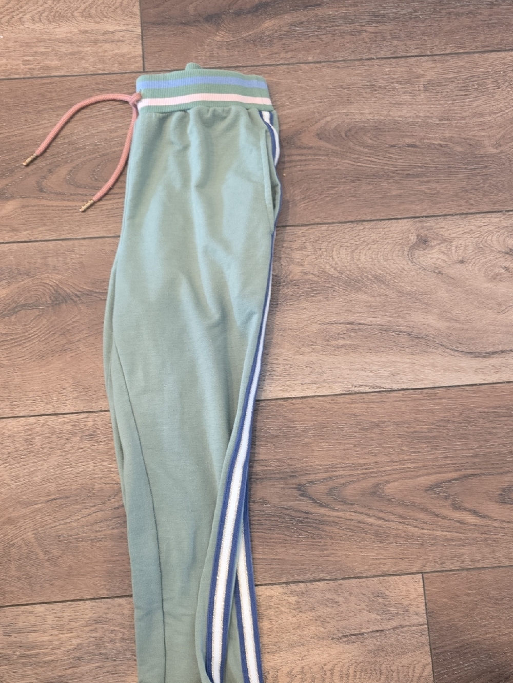 Matilda Jane Sage Green Joggers with Blue & White Side Stripe